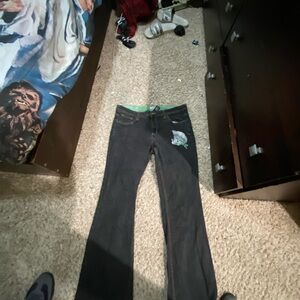 Black Jeans with Green Accents